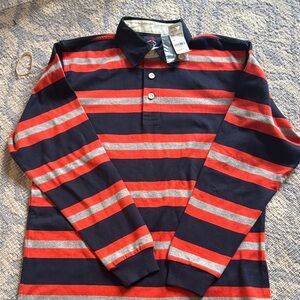 Brooks Brothers Navy Polo with Red and Gray Stripes